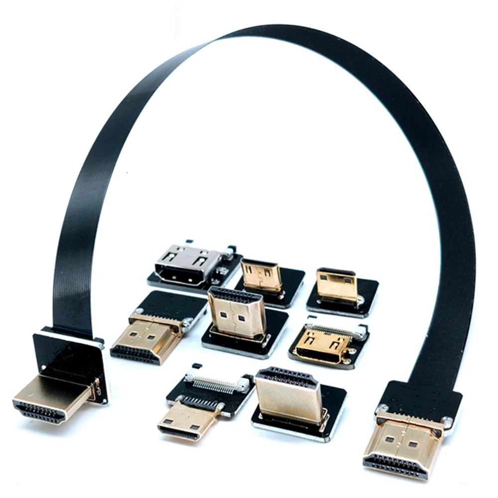 Aerial photography elbow FPC flat HDMI to HDMI high-definition video cable tablet phone camera soft video cable 5CM-1M