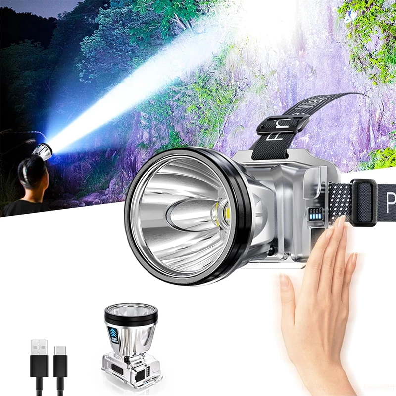 

180000LM Super Powerful Headlamp 1000 Meters Long Range Headlight Motion Sensor Head Lamp Waterproof Head Flashlight For Hike