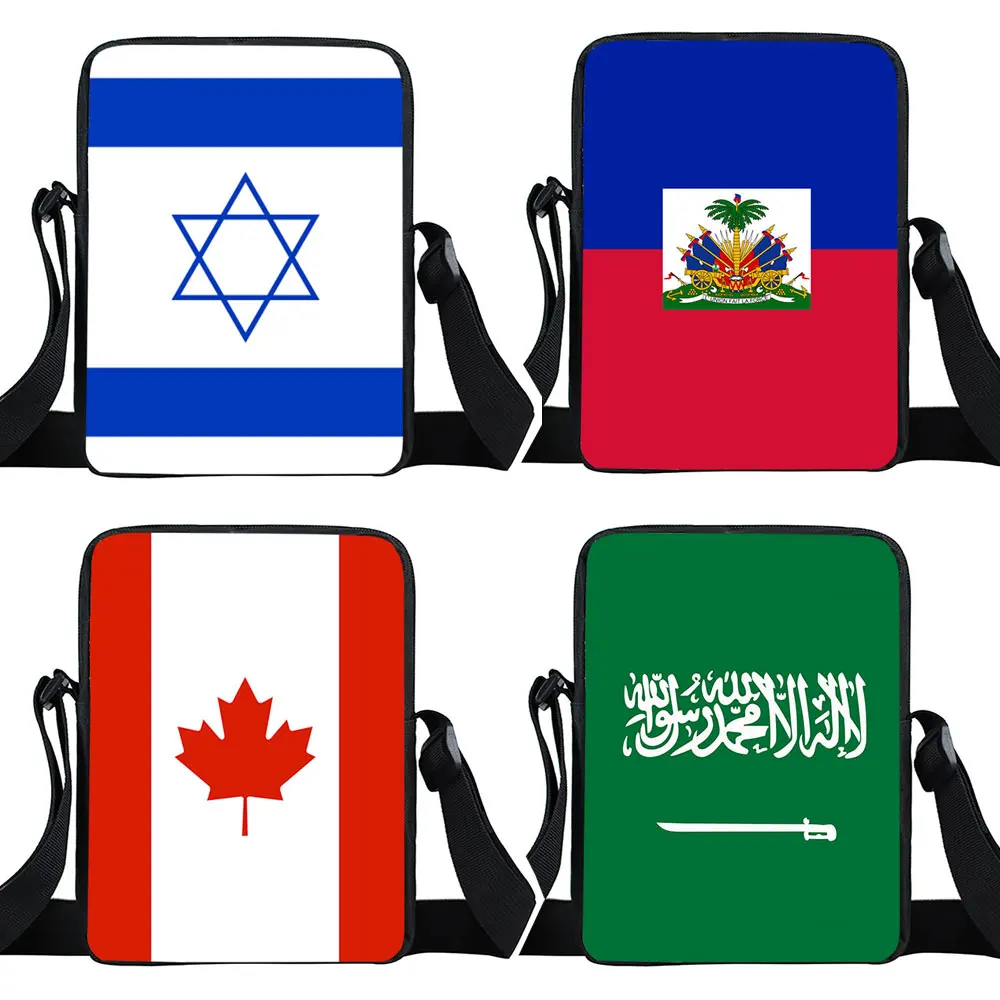 

National Flag Print Crossbody Bag Women Handbag Canada Israel Saudi Arabia Haiti Shoulder Bags for Travel Casual Satchel Bookbag
