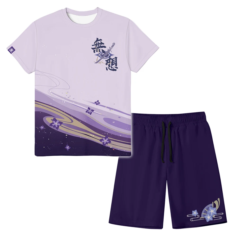 

Костюм для косплея Genshin Impact Raiden Shogun Raiden Ei, футболка и шорты, костюмы на Хэллоуин, карнавал, яркий костюм