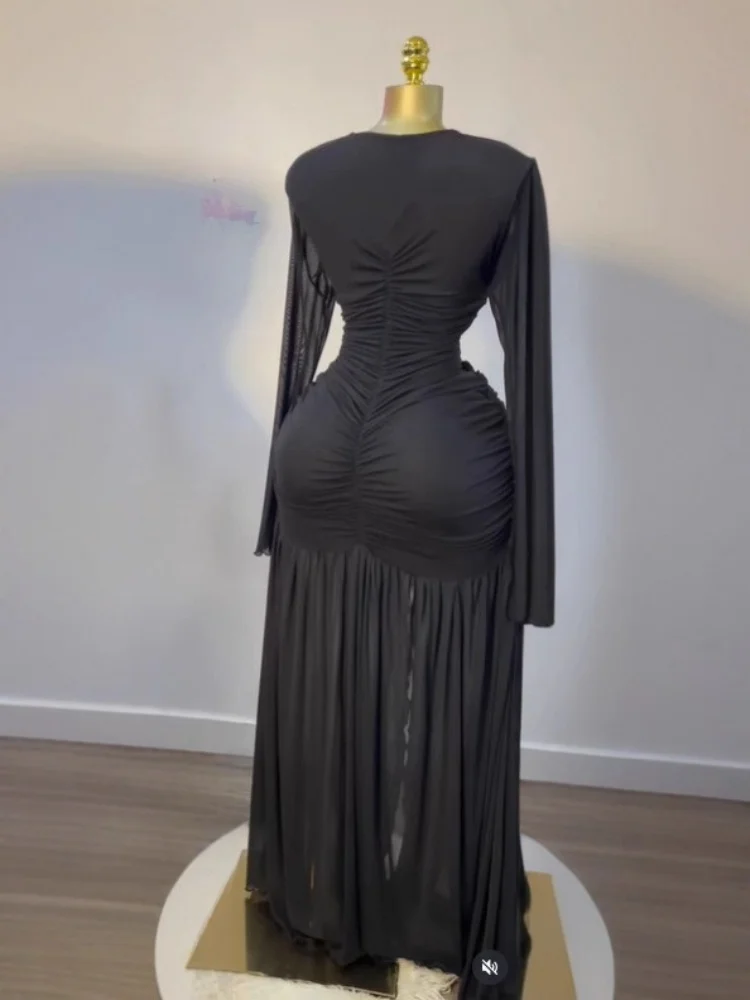 Wmstar Dress Wholesale A Sexy Slimming Strapless Long Solid Color with Cross Border Mesh Fabric Europe America Autumn of 2025