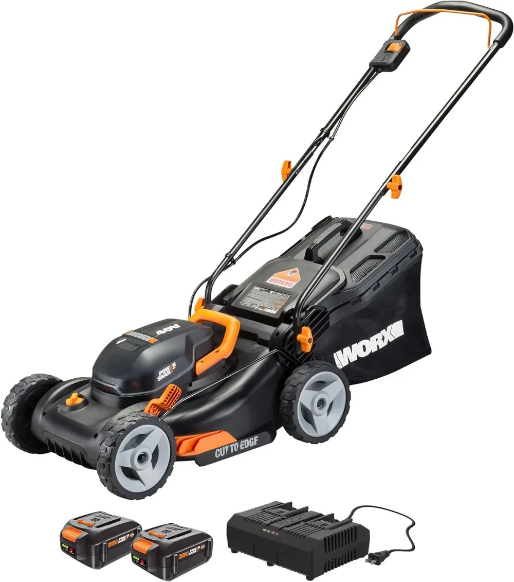

40V 17" Cordless Lawn Mower for Small Yards 2-in-1 Battery Lawn Mower Cuts Quiet, Compact & Lightweight Push Lawn Mower