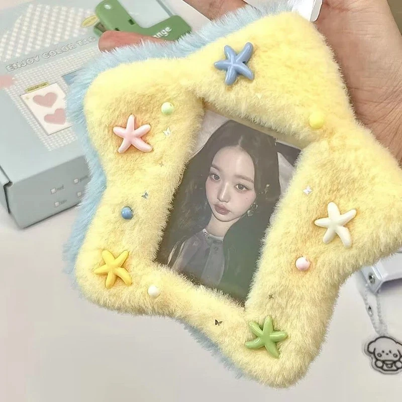 귀여운 봉제 거치대 사진 앨범 장식 커버 케이스, 버스 카드 보호대 가방, 그림 사진 슬리브 카드 케이스