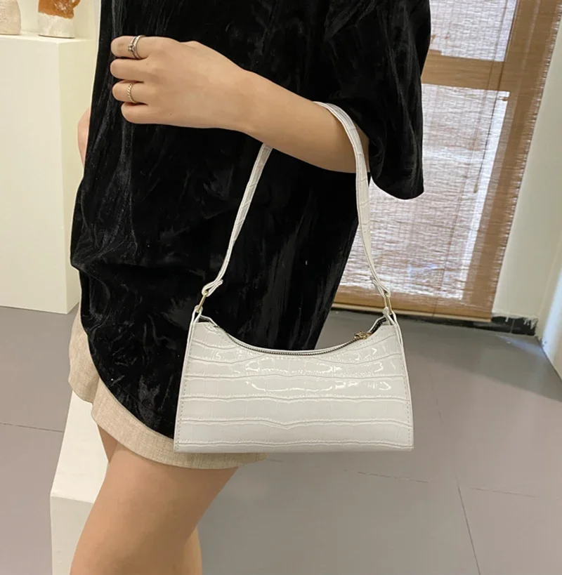 Alligator Pattern PU Leather Handbag - Womens Small Armpit Messenger Bag