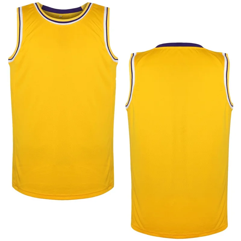 Summer Men Basketball Jersey Quick Drying Basketball Shirt Breathable Sleeeveless Jersey Training Vest Yellow Singlet