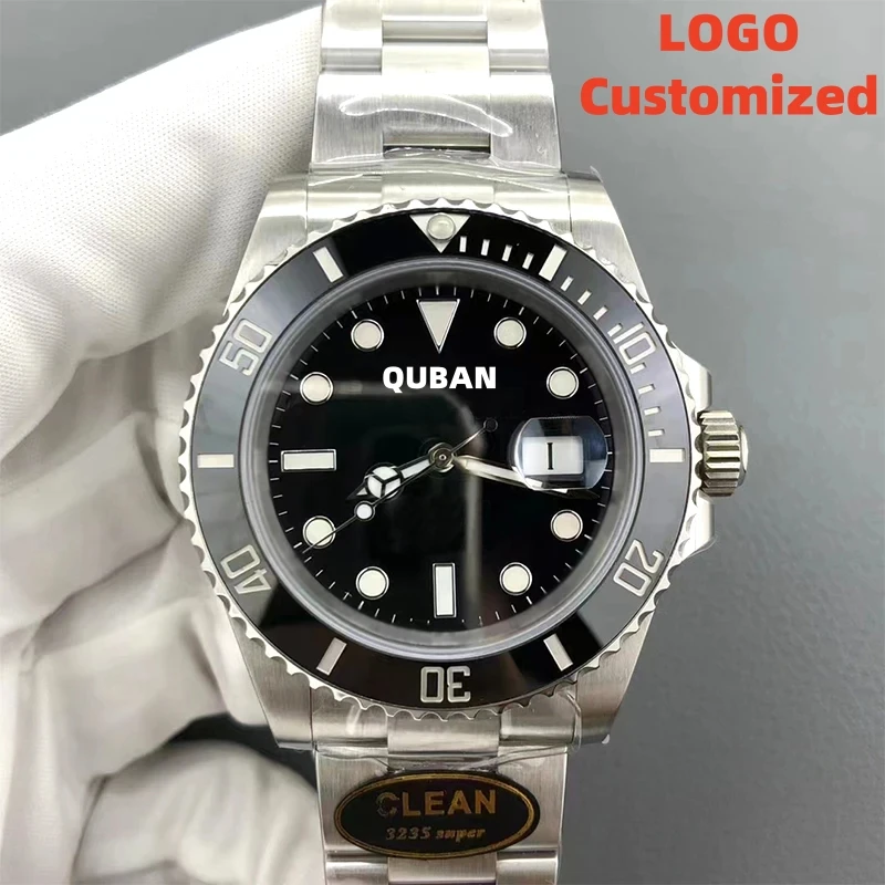 QUBAN CLEAN 904L Steel Watch Case, Bracelet, Dial, Hand Set 3235 Movement For 41mm Submariner 126610LN, Watch Parts