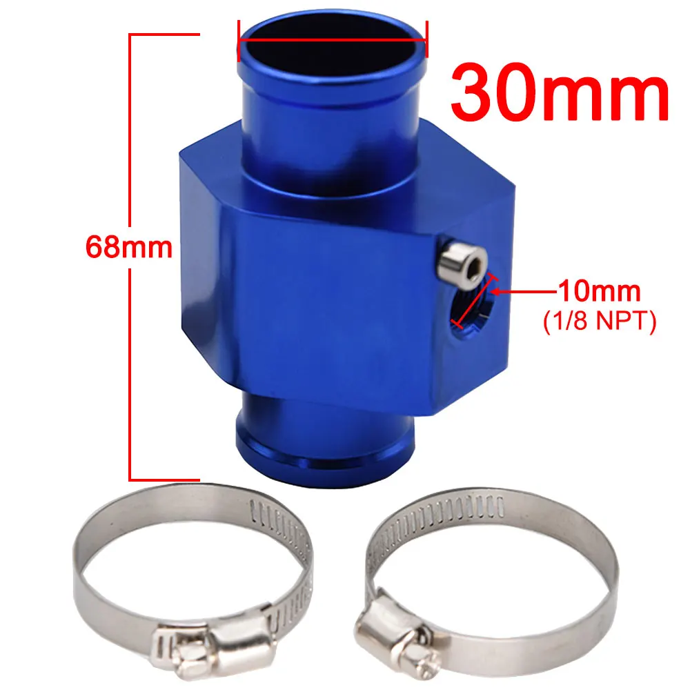 Water Temp Joint Pipe 26mm 40mm Universal Aluminum Alloy Car Water Temp Joint Pipe Hose Temperature Sensor Adapter Blue Temperature Sensor Adapter Radiator Hose 32mm 
