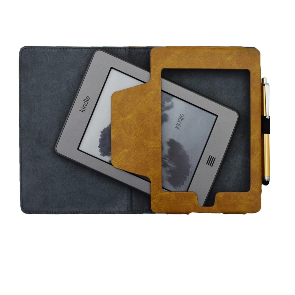 Leather Cover kindle case ereader case ereader cover For Kindle Touch 2011 2012 Old Model D01200 Book Flip Folio Case Magnet Cover Ebook Reader