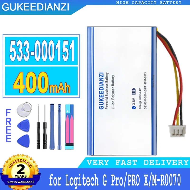 

GUKEEDIANZI Battery for Logitech G Pro Wireless, Big Power Battery, 400mAh, 533-000151, 533000151, X Superlight, M-R0070, MR0070