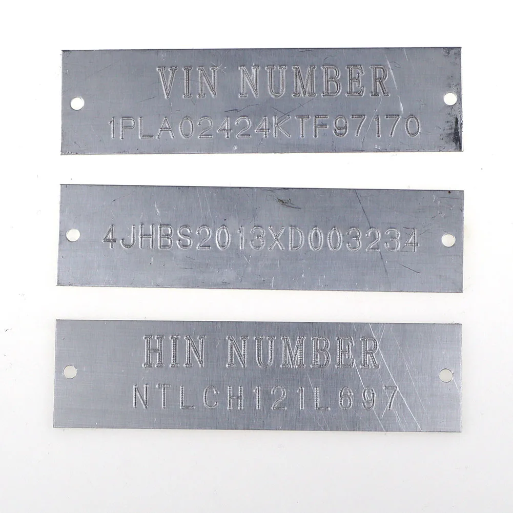 Hot pin break out Style ENGRAVED HULL HIN NUMBER PLATE DATA