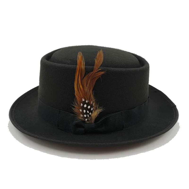 Bowler Derby Hut für Männer Frauen Mode Party formale Fedora Kostüm Zauberer Hut klassische Feder Zubehör – Detail 21