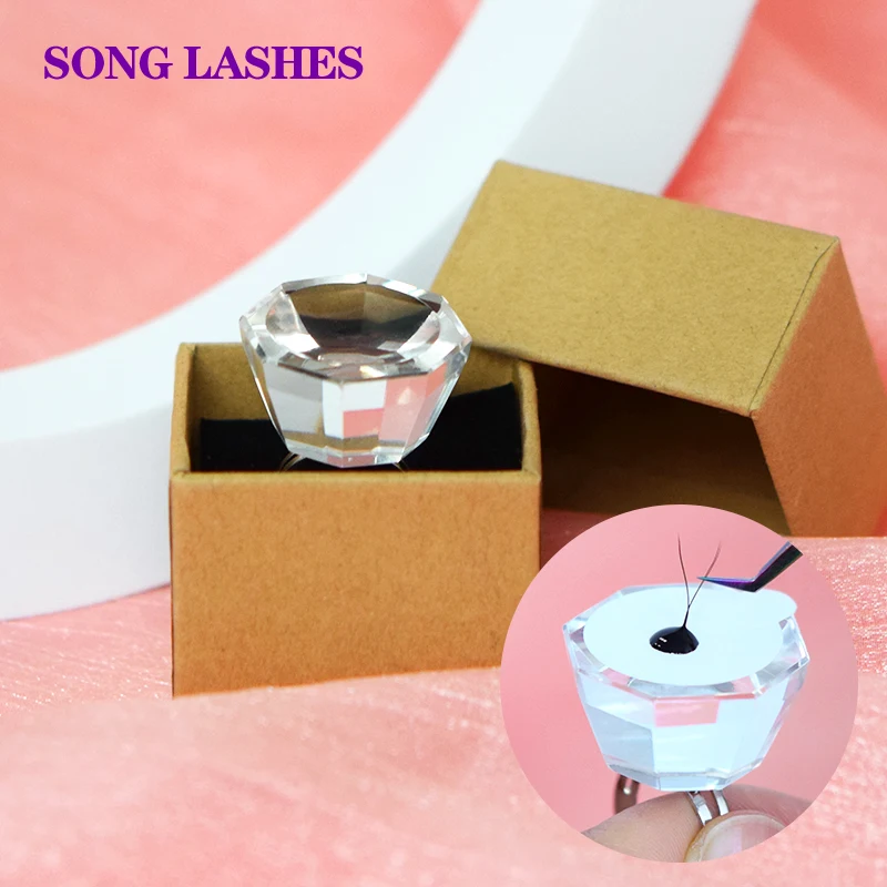 

Crystal Adhesive Glue Holder Lash Transparent Pallet With Steel Beauty Make Up Tools