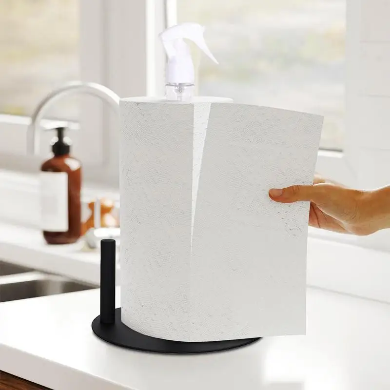 

Countertop Paper Towel Holder Paper Napkins Organizer Stand With Spray Bottle Paper Towel Roll Storage Rack Household Supplies