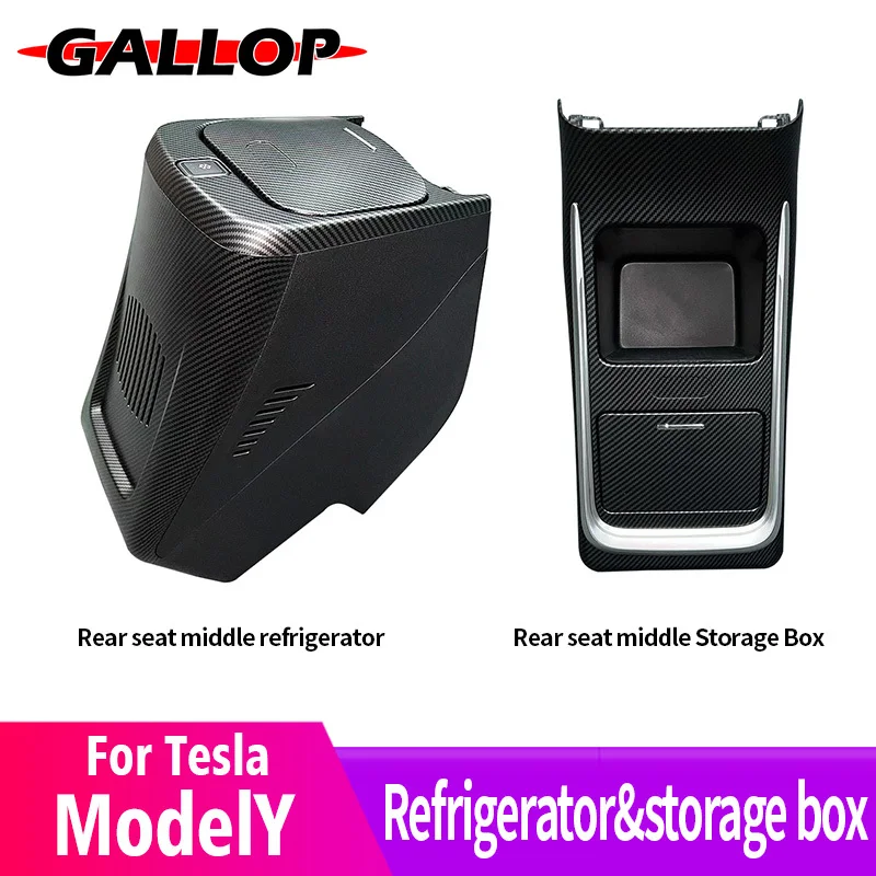 

For Tesla Model Y Car Refrigerator Rear seat middle Storage Box Travel Mini Ice Box Decorative Accessories Interior Trim Refit
