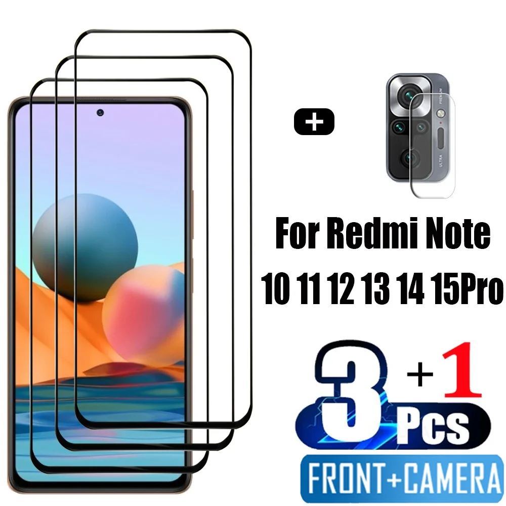 Pelicula, Front Tempered Glass For Xiaomi Redmi Note Pro 5G Screen Protectors Redmi Note 12S 11S 10S cristal templado Note10 S protector pantalla Note11 verre trempé Redmi Note12 Pro Plus Camera Film