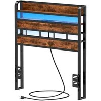 Twin Size Head Board Only 2 Outlets 2 USB Ports Bed Headboards with Charging Station Two Tier Storage Headboards Shelf for Dorm 1