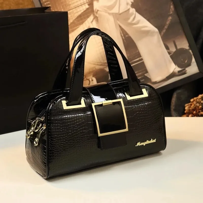 

Mother Bag New Fashion Women Handbag Shoulder Messenger Middle-aged Leather Female Bag Crocodile Pattern Portable Boston Bags
