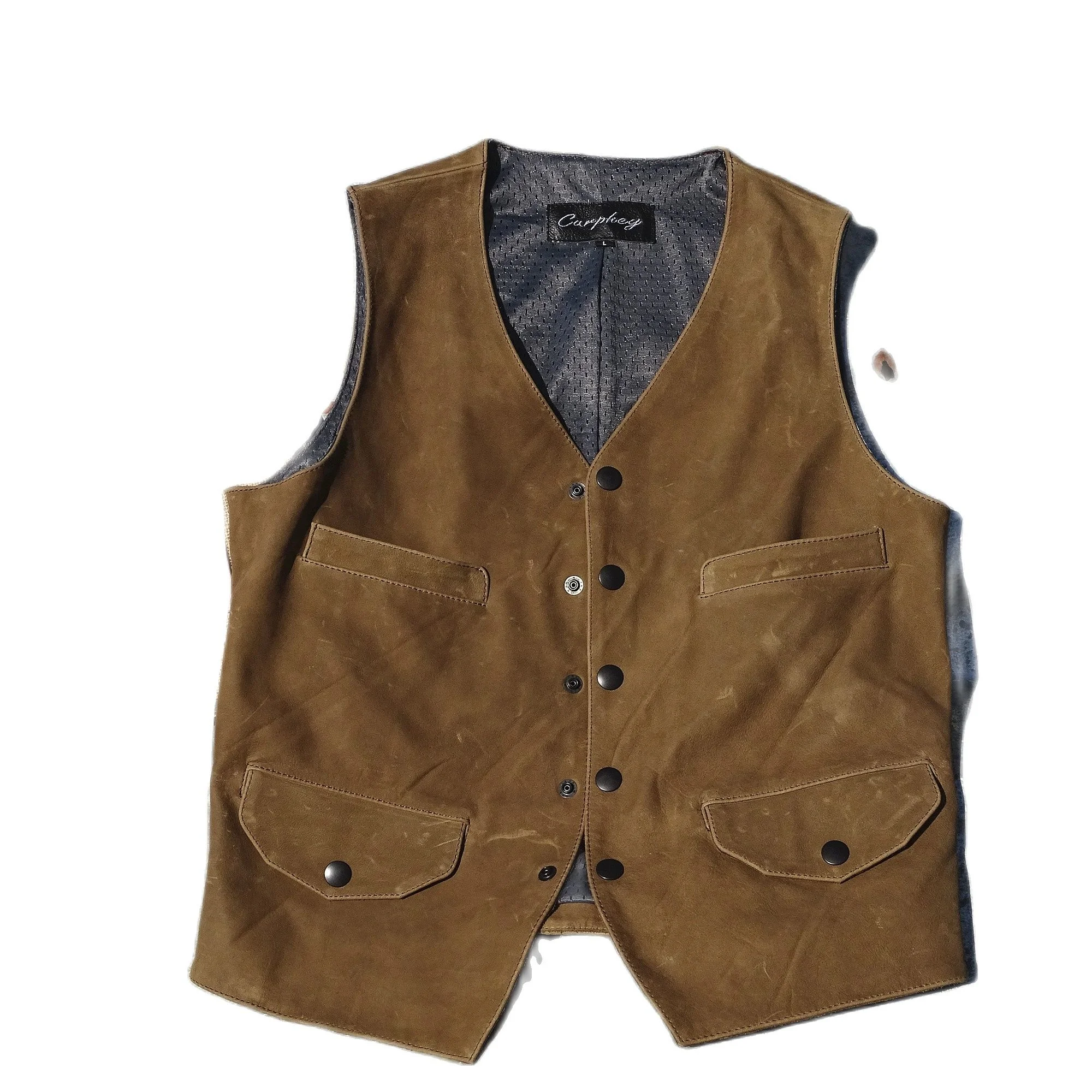 

Жилет мужской из воловьей кожи, легкий мягкий короткий облегающий Американский Ретро жилет, мужская одежда