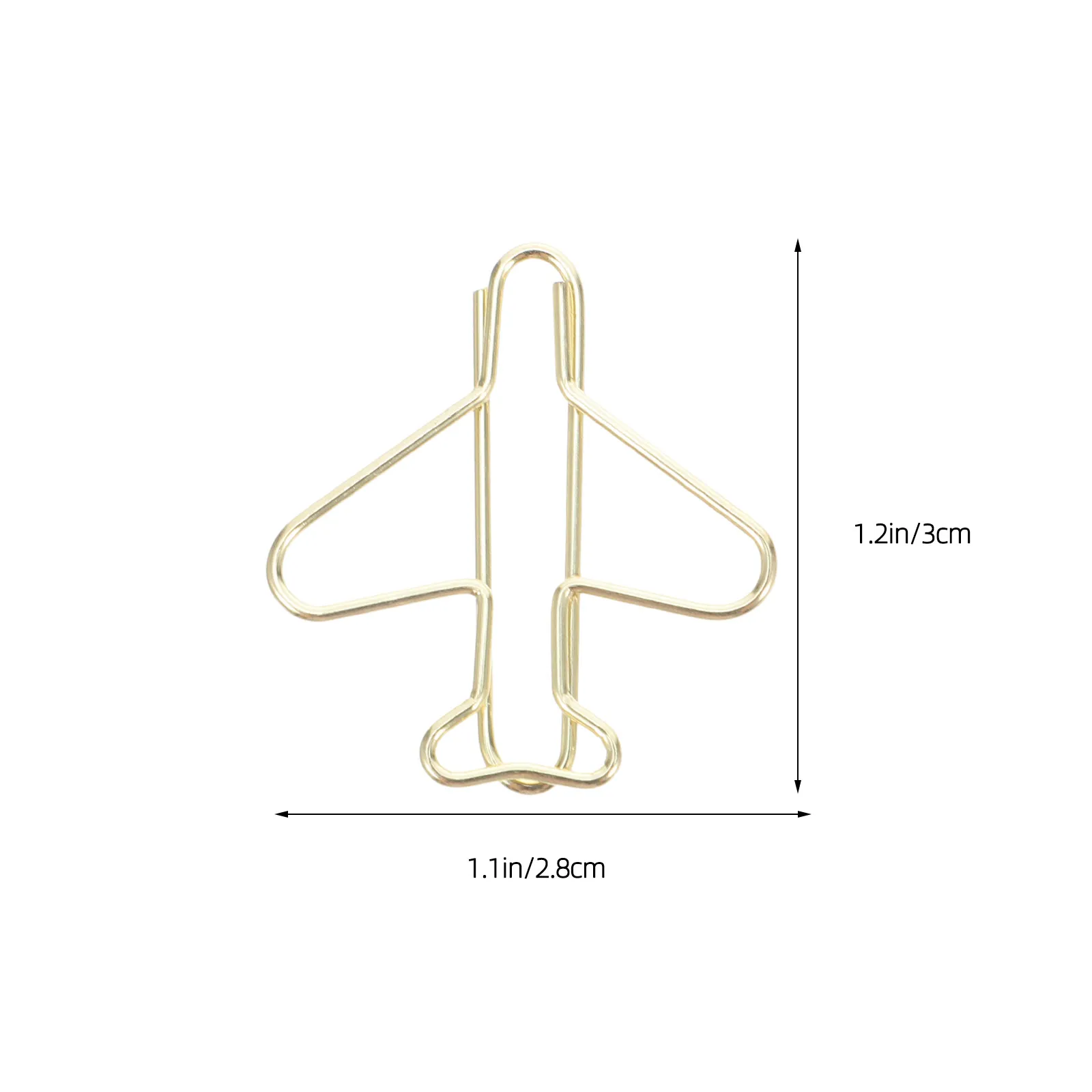 100pcs 비행기 종이 클립 황금 금속 독특한 모양 장식 문서 클립 사무실 학교 책상 주최자 크리스마스