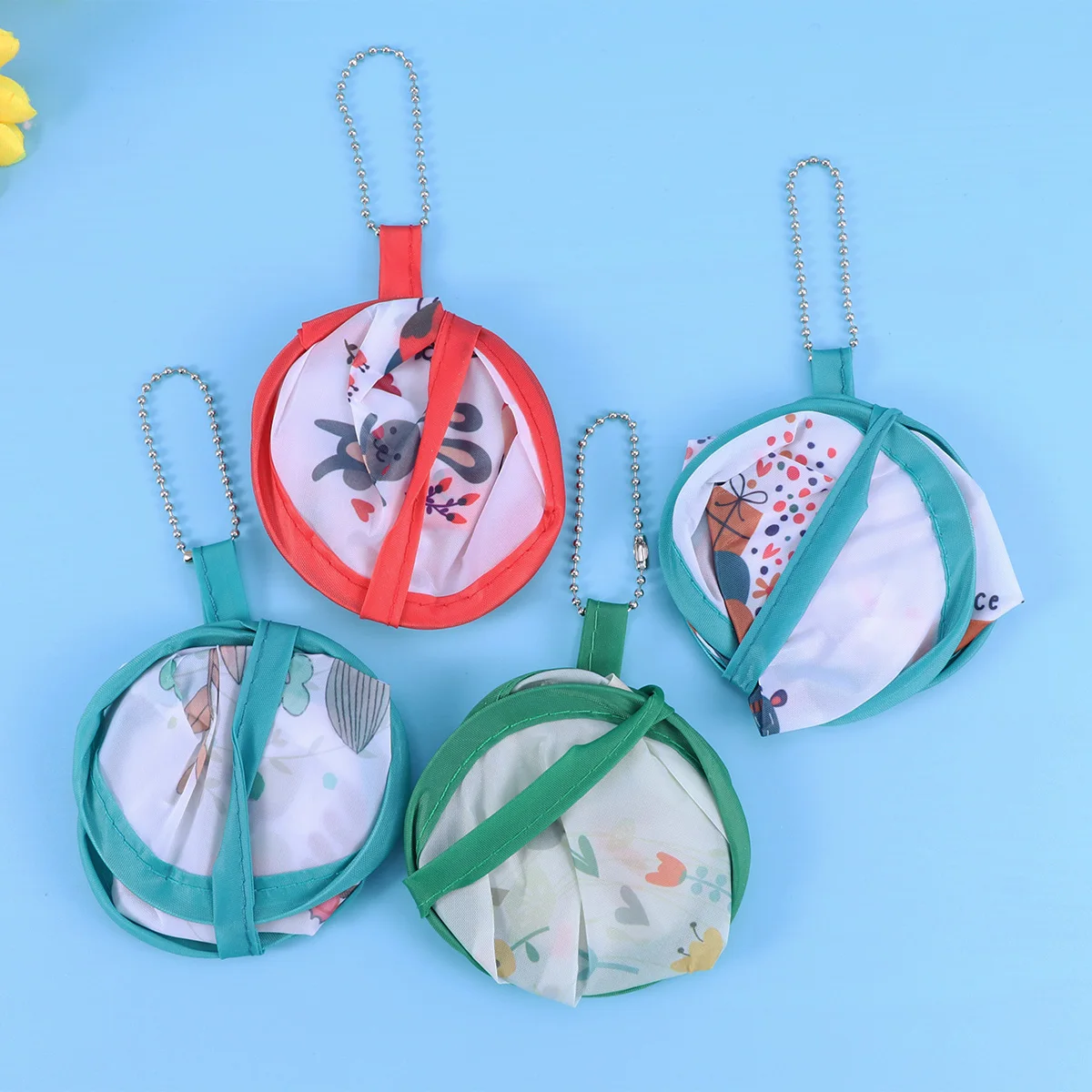 Fans Memory Wire Foldable Cartoon Pattern Summer Party Supplies Decoration Souvenir for Wedding Beach 4 Pcs