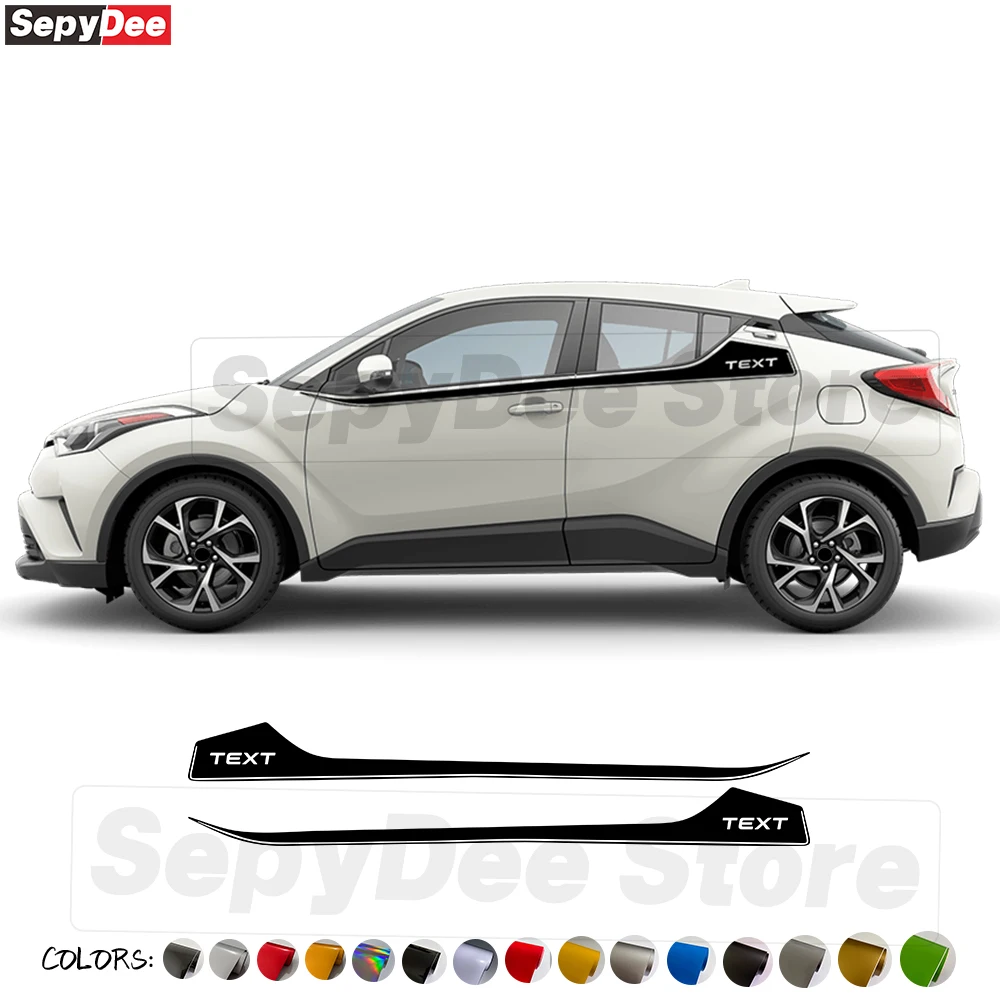 

2Pcs Car Body Waist Line Stickers for Toyota CH-R Auto Body Text Customized Stripe Kits Decor Vinyl Decal Car Tuning Accessories