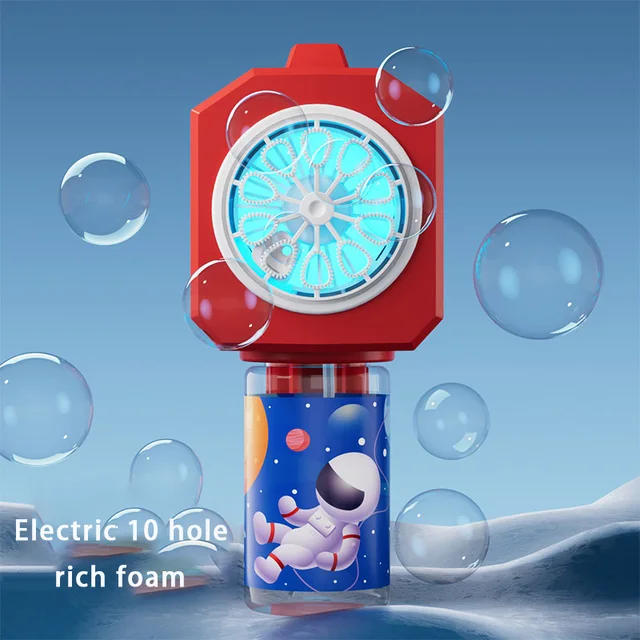 10 hole automatic bubble machine toy children's handheld space bubble gun electric light without battery bubble water 5