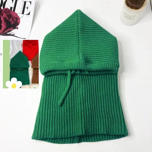 Women's Fashion Knitted Hooded Balaclava Shawl - Thick & Warm Winter Beanie