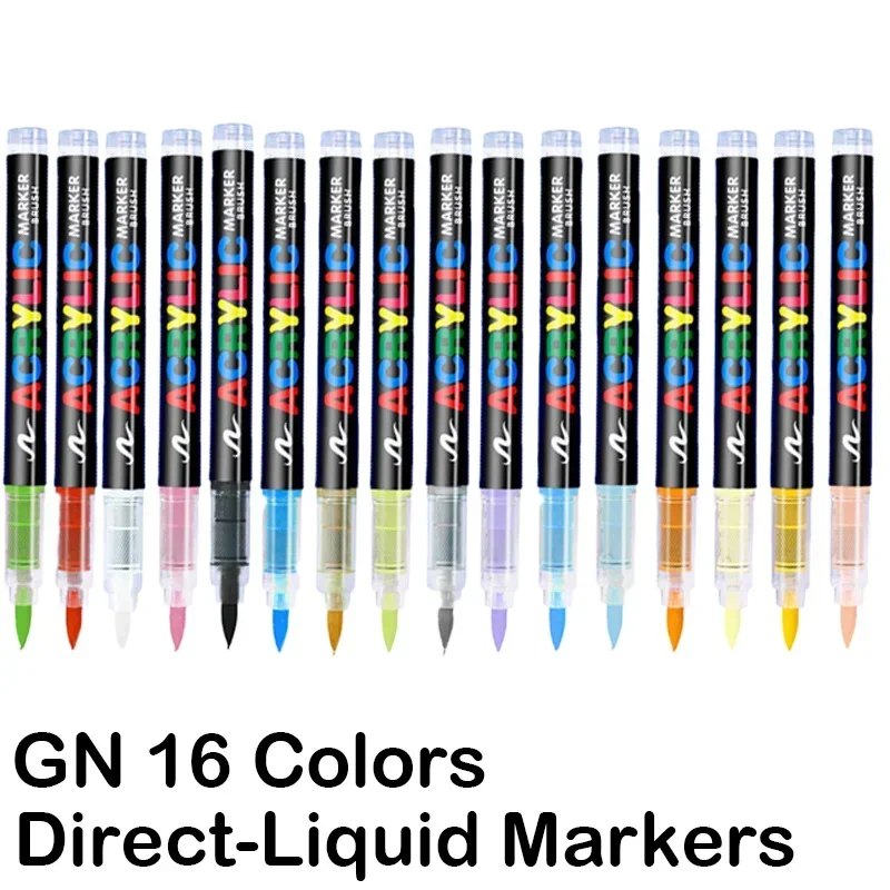 Vibrant 16-Color Acrylic Paint Brush Pens for Creative DIY Art Projects