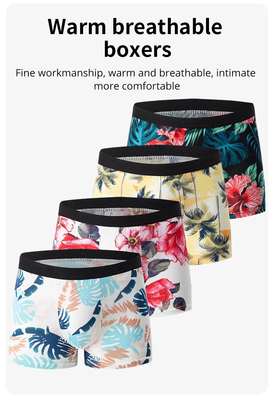 Fashionable 4-Piece Men's Flower Underwear Comfortable Breathable Boxers 4 S60d2f65580564b24882a8e0182336eb6m Fashionable 4-Piece Men's Flower Underwear Comfortable Breathable Boxers