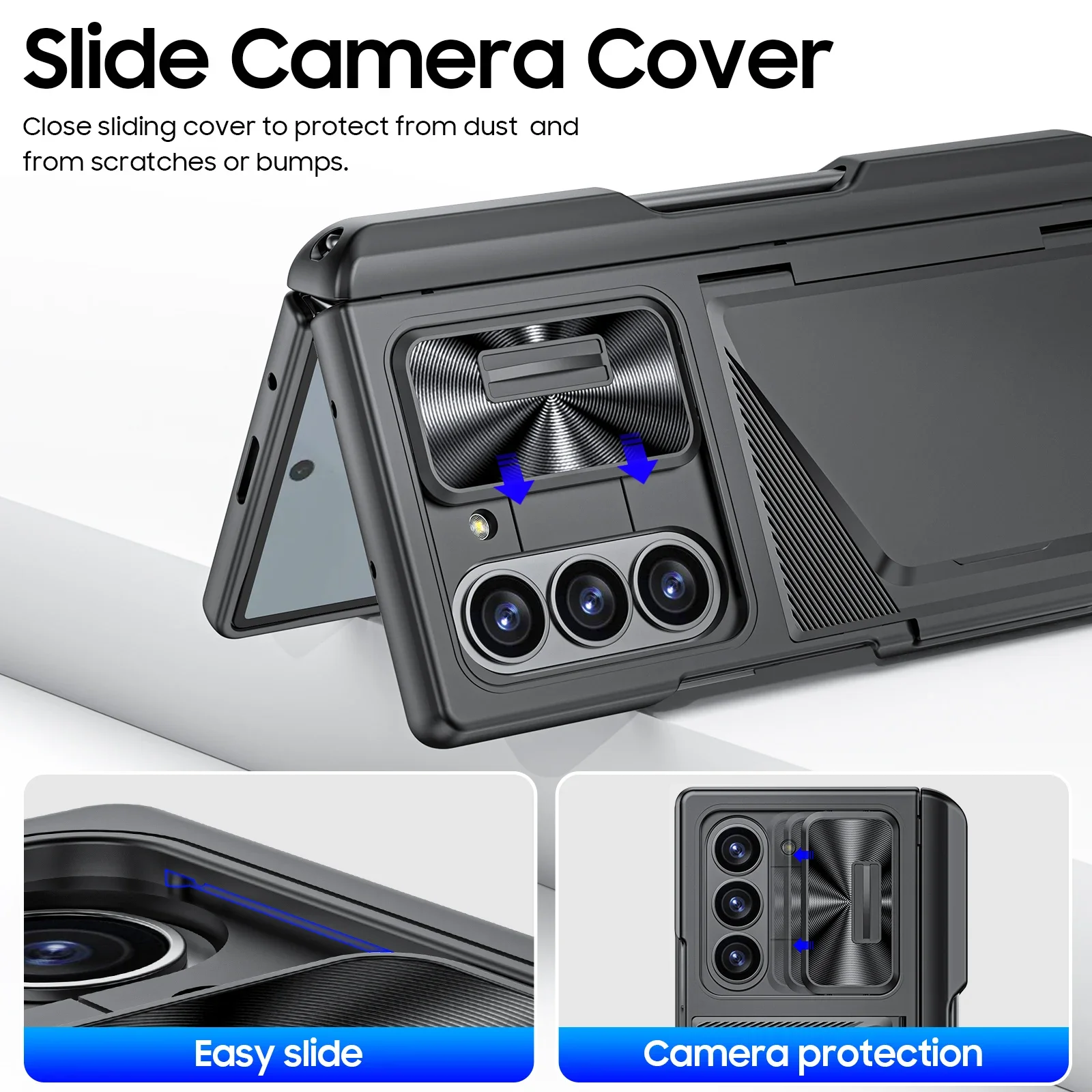 Mother's Day Gift: Shockproof Phone Case with Card Holder and Pen Slot, includes Full Coverage 9H Protective Film
