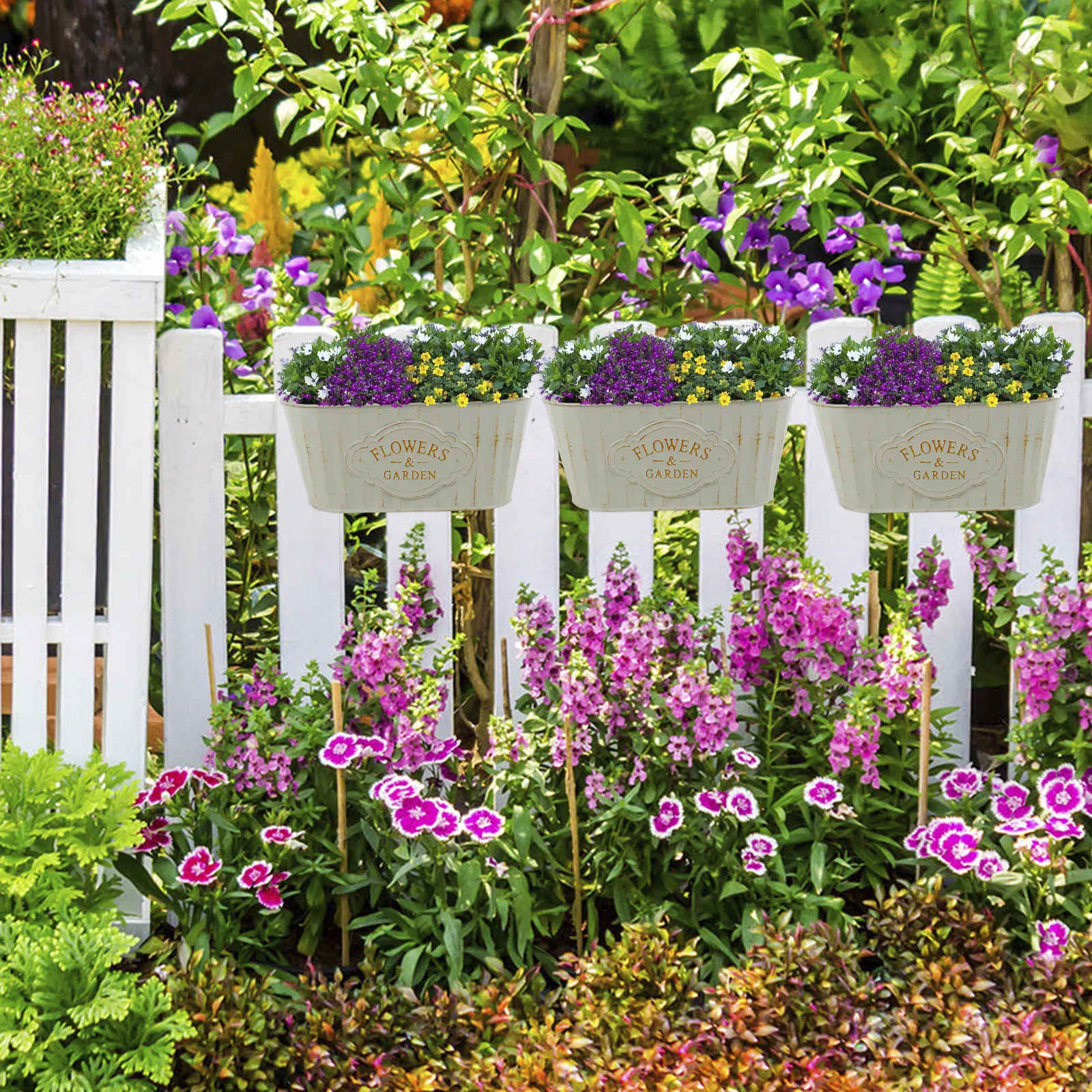 Metal Hanging Flower Pots for Railing/Fence 5