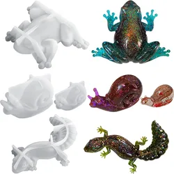 Frog Lizard Snail Epoxy Resin Art Casting Mold DIY Handmade Small Animal 3D Lizard Making Plaster Silicone Mould Home Decoration