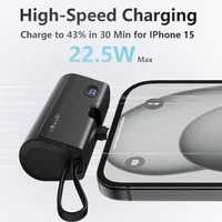 Vention Mini Power Bank Fast Charging Auxiliary Battery Portable PD Charger Powerbank Built-in Type-C Cable for iPhone 16 Xiaomi 2
