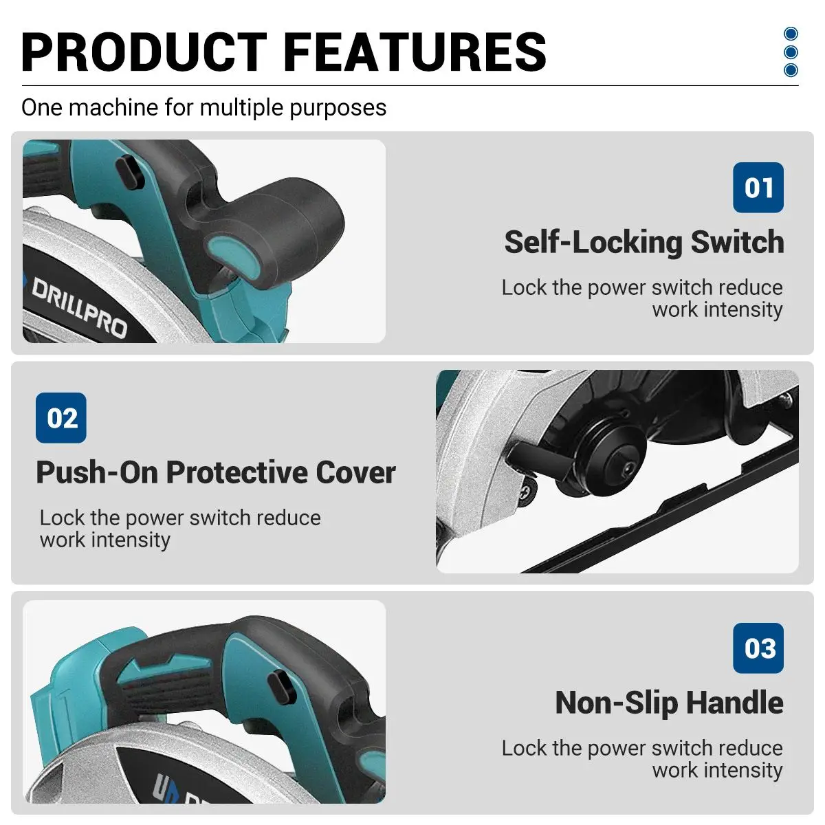 Drillpro 7 inch 233MM Electric Circular Saw Brushless Cordless Portable Wood Cutting Machine Power Tools For Makita Battery