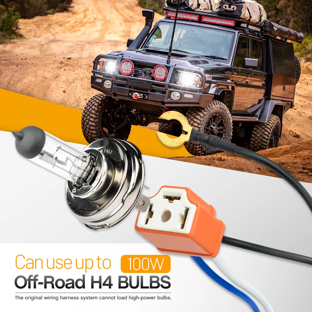H4halogenhighwattoffroadHeadlightRelayHarnessKitforToyota
