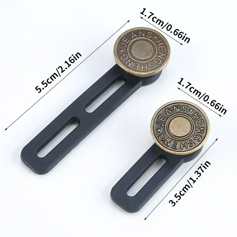 6PCS Metal Button Extender For Pants Jeans Free Sewing Adjustable Retractable Waist Extenders Button Waistband Expander