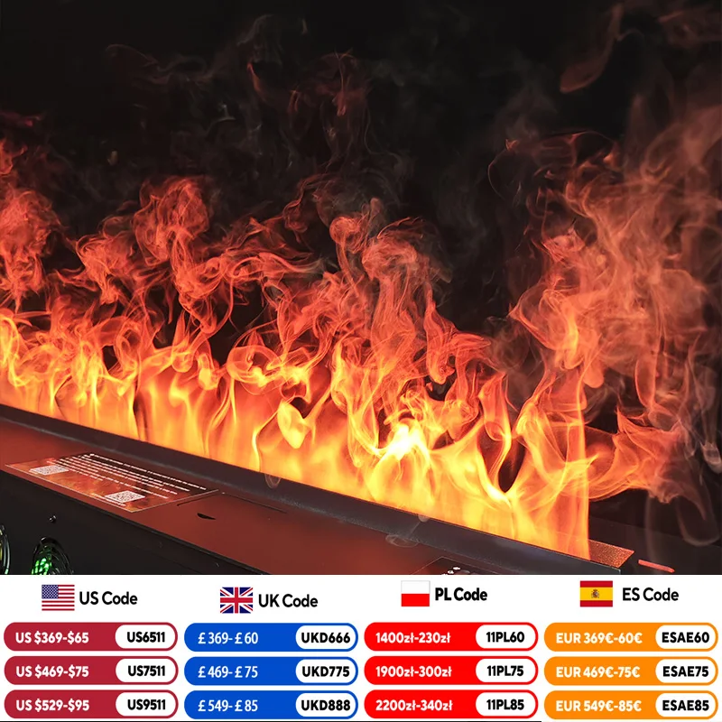 ไอน้ําเตาผิงตกแต่งทีวีในร่มไฟปลอม 3D LED Plug-in โมเดิร์นสมาร์ทไฟฟ้า Atomization APP เตาผิง 1