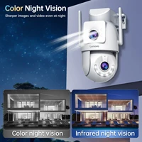 Lenovo – caméra de sécurité extérieure HD 8MP, avec double objectif, double écran, suivi AI, Vision nocturne couleur PTZ, Protection de Surveillance 6