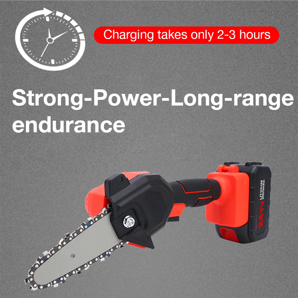 Electric ChainSaw 21V Pruning Saw 4 inch Portable Brush Motor One-handed Woodworking Tool for Garden Orchard By POSENPRO