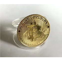 Gold - Plated Bitcoin Commemorative Coin - Collector's Edition Antique Metal Artwork Gift (10ps - golden)