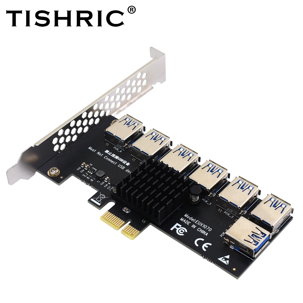 PCI-E Riser Card 1 a 6 USB 3.0 MOLTIPLICATORE HUB BTC Mining EXPANSION CARD 