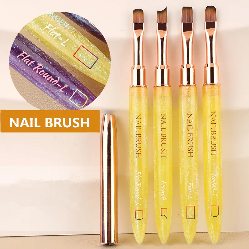 1PC Gel Brush Oval & Flat UV Gel Nail Art Brush Professional Design Brushes Salon Home DIY Manicure 2