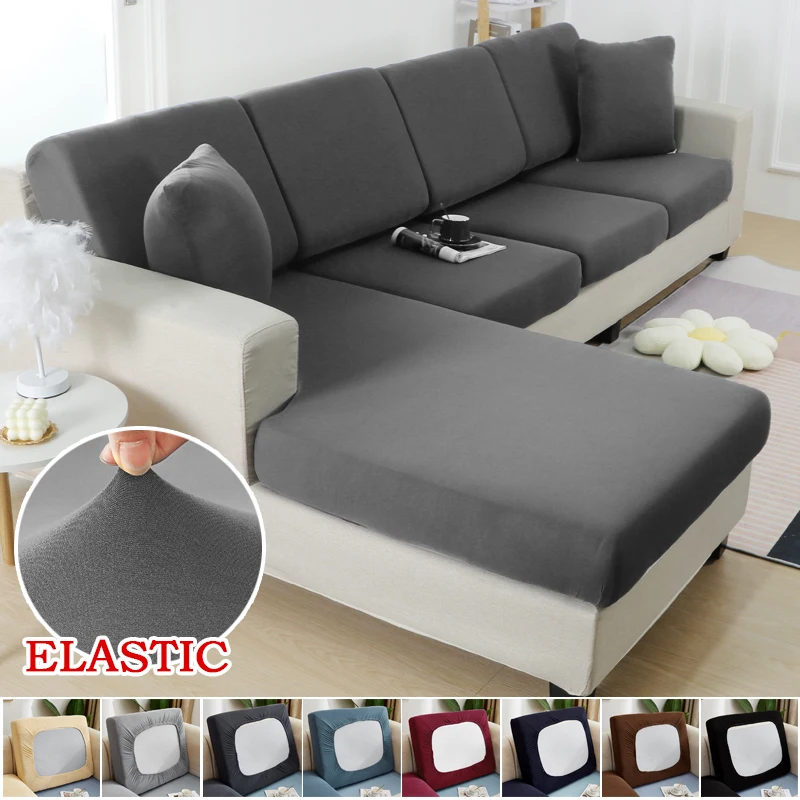 Solid Color Sofa Seat Cushion Covers Elastic Sofa Cover for Living Room Pets Kids Couch Chair Slipcover Furniture Protector 1PC