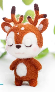 Lovely animals Pendant cartoon set wool needlepoint kit wool felt needle felting keychain craft needlecraft DIY handmade