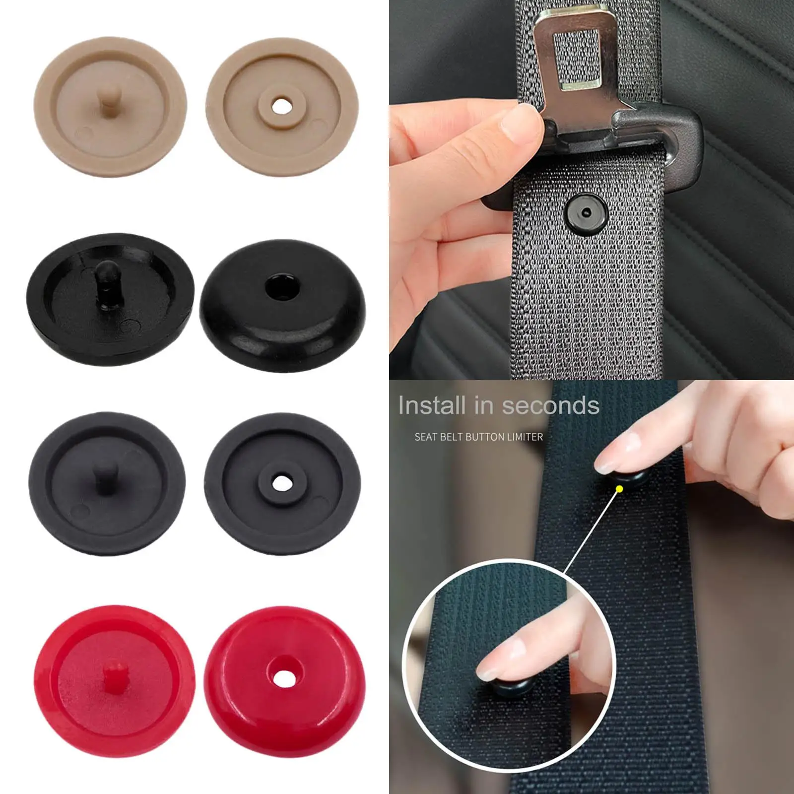 Seat Belt Stop Buttons Prevent Seat Belt Buckle from Sliding Down 10 Pairs Seatbelt Stopper Kit