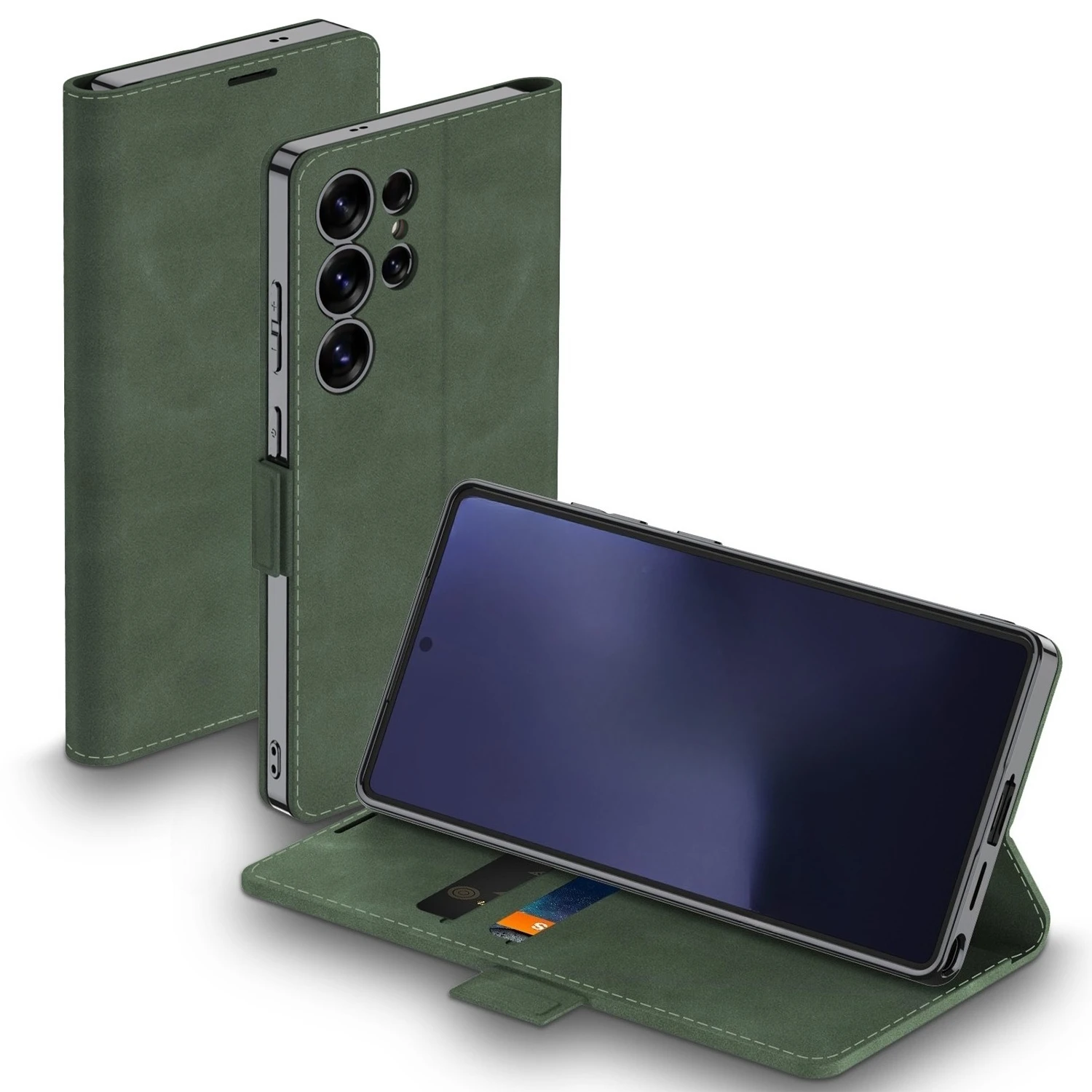 Elegant PU Leather Matte Wallet Phone Case with Card Holder & Magnetic Closure - All-Inclusive Skin Feel