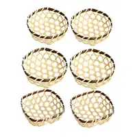 2x Bamboo Serving Basket Tray Handmade Multipurpose Decorative Rustic Farmhosue Woven Baskets Mini Serving Baskets Wicker Basket 1