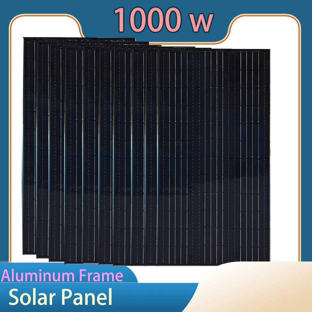 

1000W Solar Panel Aluminum Frame 500W 300W 200W 100W12v Battery Charger Photovoltaic Panel System For Home Car Camper Balcony