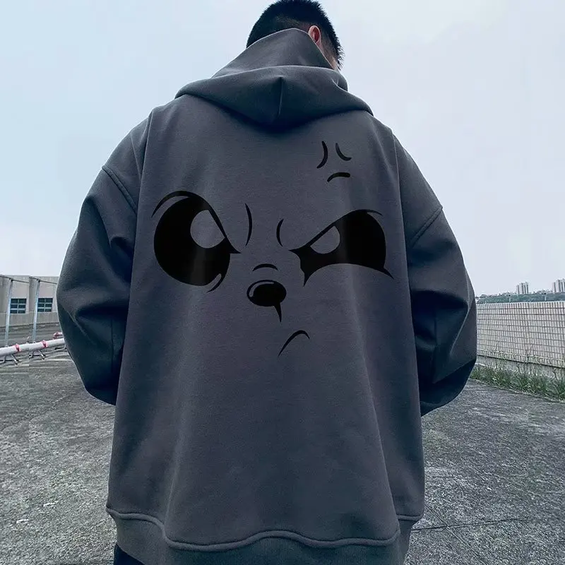 

Oversized Hoodie Hip Hop Top Loose Casual Hooded Cardigan Streetwear Long Sleeve Harajuku Gothic Sweatshirts Y2k Vintage Kpop