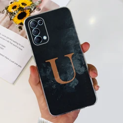 Luxury Letters Clear Silicone Phone Case - Soft Protective Cover - Oppo Find X3 Lite (Black U)